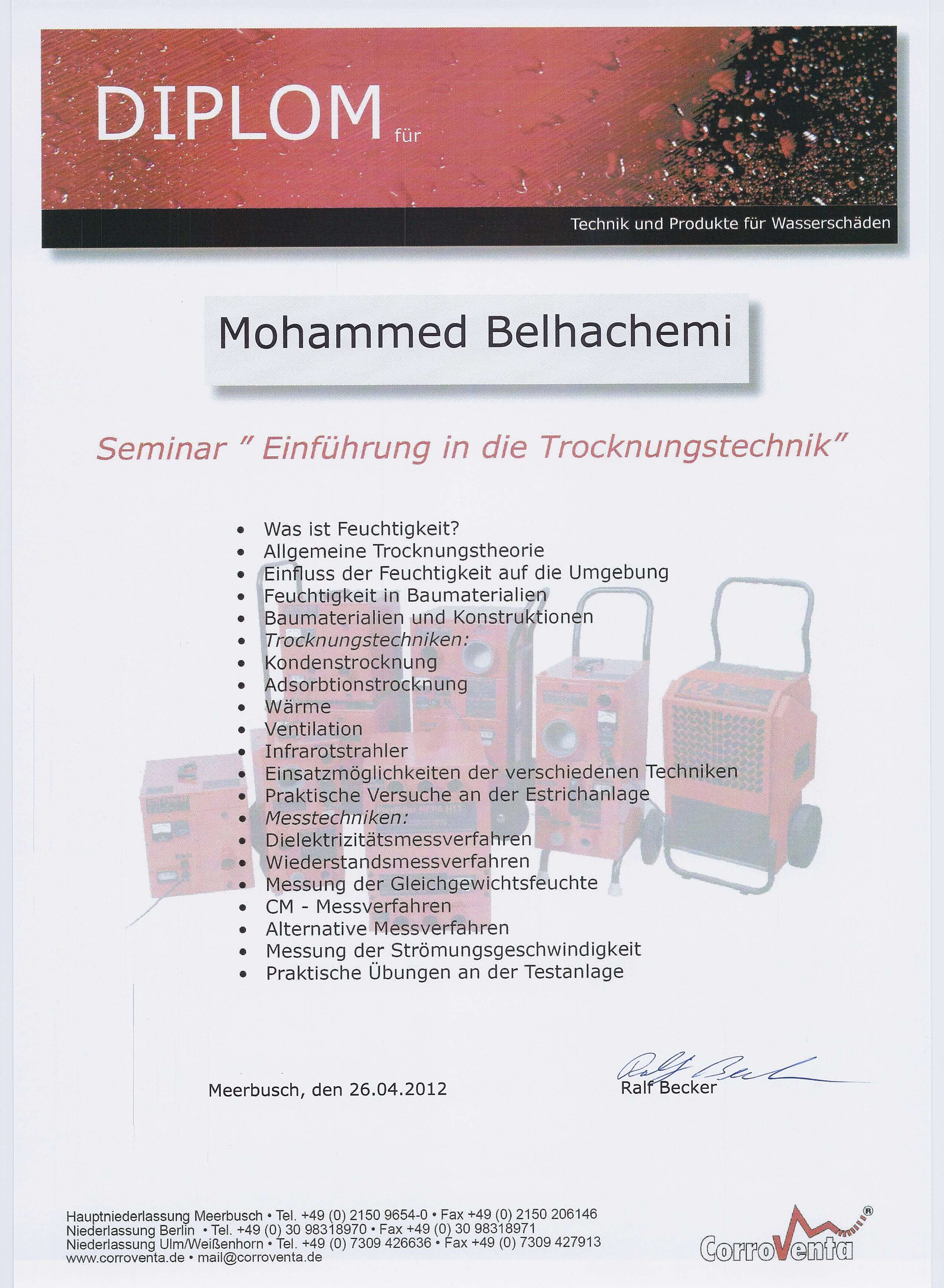 Diplom Einführung in die Trocknungstechniks Mohammed Belhachemi